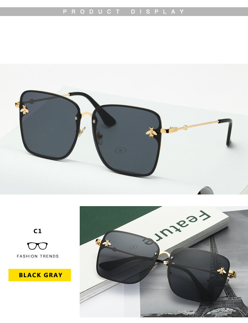 Oversized Rimless Square Shaped Sunglasses