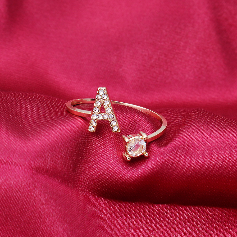 Adjustable Women's Letter Ring in Silver and Gold