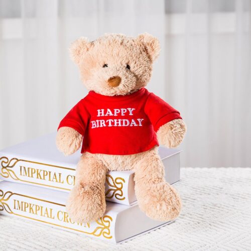 "Happy Birthday" Pattern Plush Teddy Bear Toy